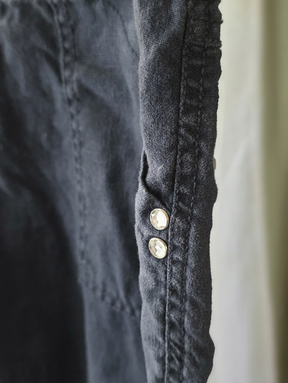 INC Crystal & Drawstring Linen Navy Blue Shorts Comfortable Beachy Vibes - Picture 3 of 7